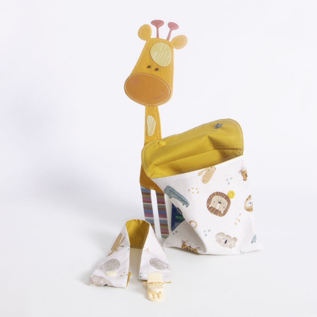 Bolsa de tela y cinta de chupete